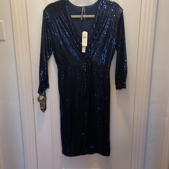 Anthropologie navy twist front sequin dress - Picture 4 of 11